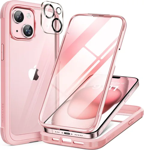 Miniatura 137 de Miracase Funda para iPhone 13 de 6.1 pulgadas, [sin burbujas] funda de teléfono de cuerpo completo con pantalla de vidrio completa integrada, sin