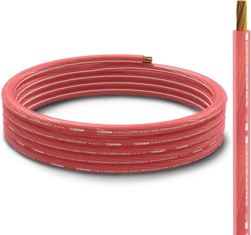 Miniatura 7 de DS18 PW-8GA-5BK/20RD Cable de alimentación ultra flexible CCA calibre 8, 5 pies negro y rojo de 20 pies - Kit de cableado de amplificador de potencia