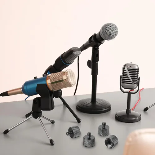 Miniatura 5 de Frienda Adaptador de soporte de micrófono de 4 piezas 5/8 hembra a 1/4 macho para montaje de cámara, trípode de conversión de rosca, adaptador