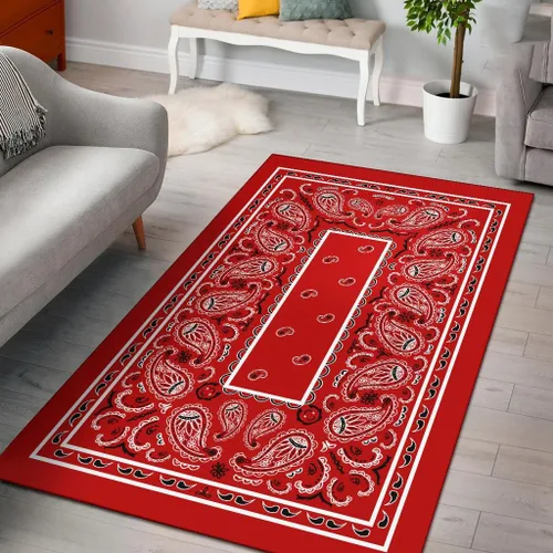 Miniatura 16 de Alfombra de área personalizada, color rojo y dorado, alfombra de área moderna, alfombra de área de 3 x 5 pies, patrón de bandana negra, alfombra
