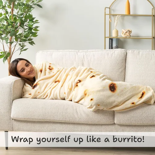 Miniatura 3 de PAVILIA Manta de tortilla de burrito, manta de doble cara de harina de tacos para niños, niñas, adolescentes, manta de comida realista, divertido