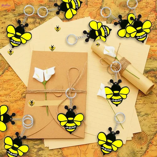 Miniatura 4 de Paquete de 24 bonitos llaveros para fiestas de abejas de miel, abejorro, mamá a abeja, Oh Babee, Baby to Bee baby shower, abeja adulta, abeja reina
