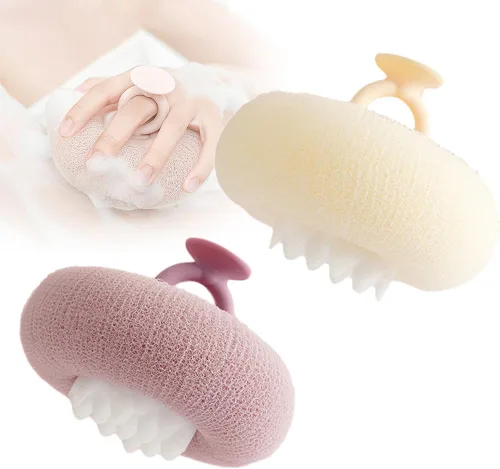 Miniatura 8 de Bola de baño con ventosa de girasol súper suave, bola de baño de girasol 2 en 1 con ventosa colgante y absorbible, esponjas de baño exfoliantes