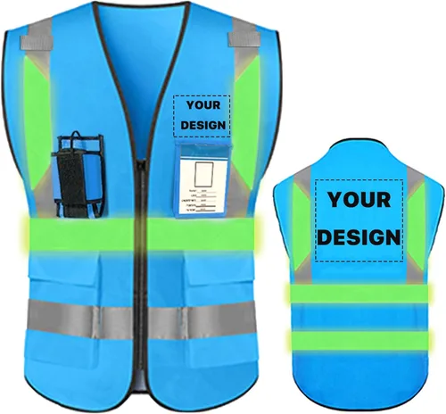 Miniatura 18 de Chaleco de seguridad de alta visibilidad reflectante con bolsillos y cremallera personalizado su logotipo ropa de trabajo de seguridad