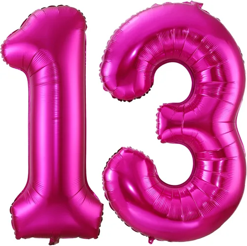 Miniatura 29 de Globo de cumpleaños de 40 pulgadas de color rosa intenso con el número 0, globos grandes de Mylar para fiesta de cumpleaños, aniversario, festival