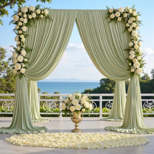 Miniatura 5 de Cortinas de fondo verde salvia sin arrugas de 10 x 10 pies para fiestas, cortinas de fondo de fotos de poliéster, 2 paneles de 5 x 10 pies