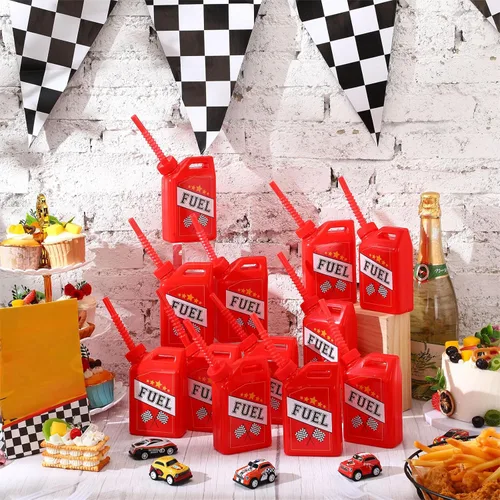 Miniatura 4 de Mifoci Paquete de 12 vasos de combustible para autos de carreras, vasos de 11 onzas con tema de carreras de pajita, recuerdos de fiesta
