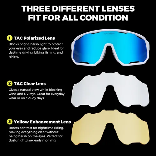 Miniatura 3 de ROCKBROS Polarized Sunglasses for Men Women UV400 Protection Cycling Running MTB Biking Baseball Softball Glasses 3 Lenses Azul profundo