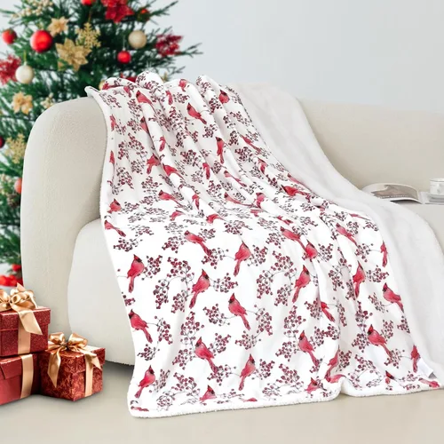 Miniatura 14 de Elegant Comfort - Manta reversible y ultra suave de franela con forro polar - Manta de sherpa navideña de invierno - Ligera, suave y acogedora