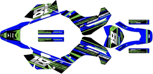 Kit de gráficos para Kawasaki KLX140R (2019-2023) Warrior Series Blue 09 Mil - Adhesivos para motocicleta Dirt Pit Bike Motocicleta, accesorios de