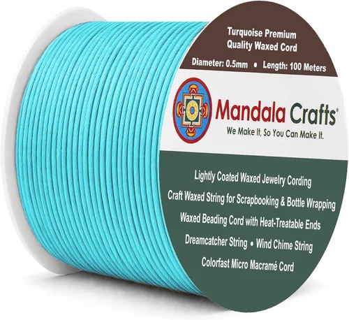 Miniatura 24 de Cuerda Mandala Crafts 0.03 pulgadas 109 yardas para hacer joyería, artesanía, macramé, cuerda de algodón encerado Negro