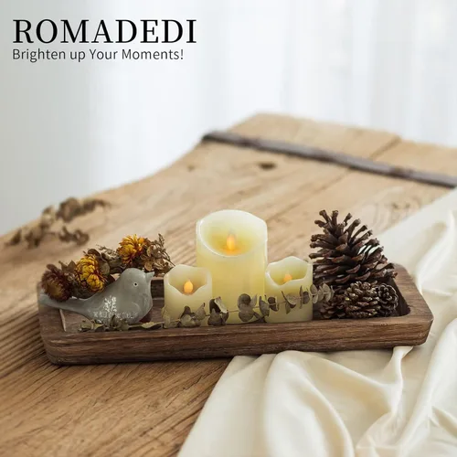Miniatura 4 de Romadedi Bandeja decorativa de madera para velas, bandeja larga y estrecha de madera, decoración del hogar, centros de mesa rústicos, bandejas