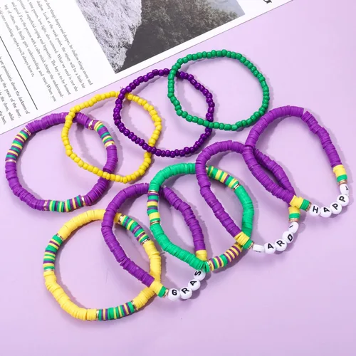 Miniatura 40 de Surfer Heishi - Pulseras apilables para mujer, apilables, de vinilo arcoíris, disco de arcilla, pulseras elásticas para la amistad, joyería bohemia