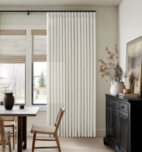 Miniatura 15 de TWODRAPES Cortinas de Lino Plisadas con Pinza Beige Blancas de 54 Pulgadas de Largo 2 Paneles para Comedor Cocina Dormitorio Plisadas Semi