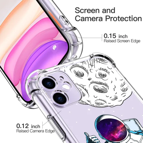 Miniatura 4 de LUXVEER Funda para iPhone 11 con protector de pantalla, elegante diseño floral en TPU suave y transparente, ajuste delgado, funda protectora