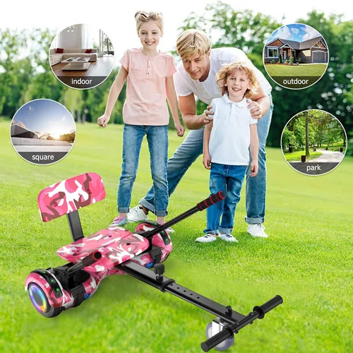 Miniatura 6 de LIEAGLE Hoverboard - Patineta autoequilibrante de 16.5 cm, 6.5 pulgadas, con ruedas Bluetooth, luces LED, para niños y adultos B02-Camo Rosa con kart
