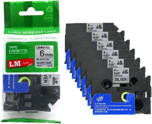 Miniatura 3 de Paquete de 1 unidad LM Tapes LMe511 Premium de 1/4 de pulgada con impresión negra en etiqueta azul compatible con Brother TZe-511 P-Touch, incluye