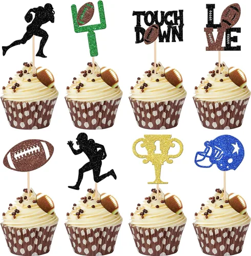 Miniatura 17 de Rsstarxi 1 paquete de decoración de pastel de fútbol americano de feliz cumpleaños, decoración de pastel de fútbol americano para amantes