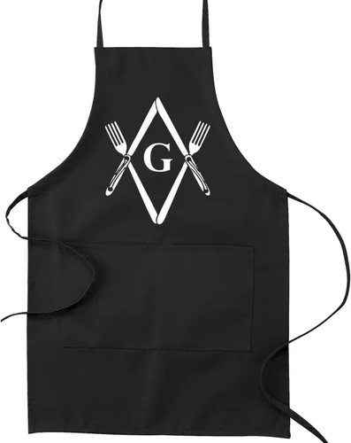 Cuchillos y tenedores Square & Compass Masonic Cooking Kitchen Delantal - [Negro]