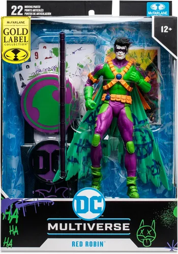 Miniatura 10 de McFarlane Toys - DC Multiverse Red Robin (Jokerized) Gold Label, figura de acción de 7 pulgadas
