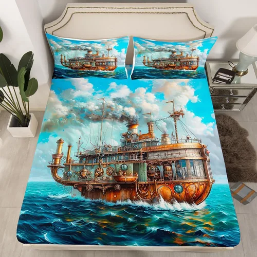 Miniatura 27 de Juego de sábanas bajeras de alce salvaje, tamaño individual, juego de ropa de cama rústica de pino de pesca con peces de Basa, decoración
