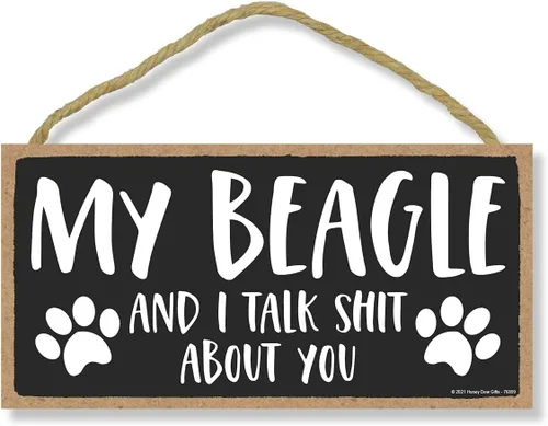 Miniatura 7 de Honey Dew Gifts, My Pitbull and I Talk Shit About You, 10 x 5 pulgadas, letreros divertidos para el hogar, decoración de mascotas para el hogar