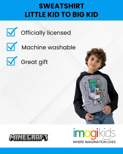 Miniatura 7 de Minecraft Sudadera con capucha de forro polar para niños pequeños a niños grandes (4-18-20)