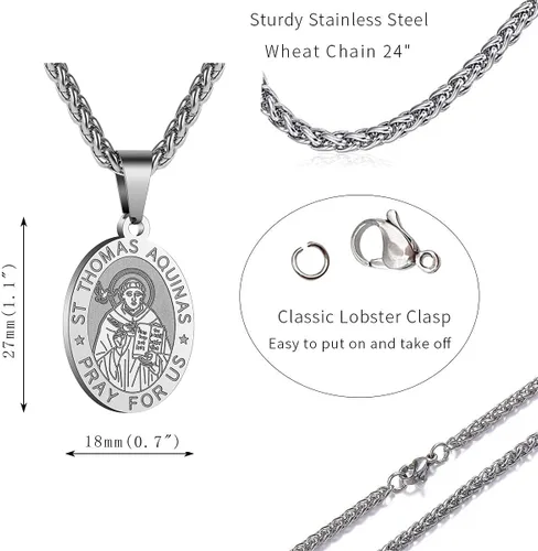 Miniatura 142 de P. BLAKE Collar ovalado de San Cristóbal, Miguel, José, Jude/Virgen María/José/Francisco/Patrick/Anthony/Benedict/Thomas para hombres y mujeres