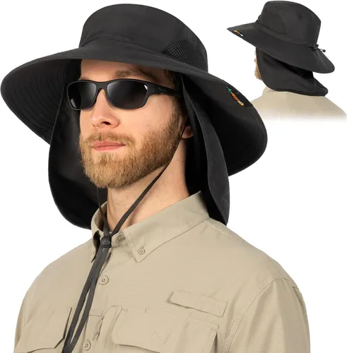 Miniatura 14 de SUN CUBE Sombrero de ala ancha para hombres y mujeres, sombreros de pesca, protección solar UV, sombrero de pescador, sombrero de pescador