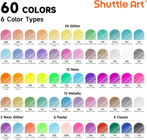 Miniatura 3 de Shuttle Art Bolígrafos de gel, paquete de 120 bolígrafos de gel empaquetados en caja resistente, 60 colores únicos con 60 recambios para adultos, 60