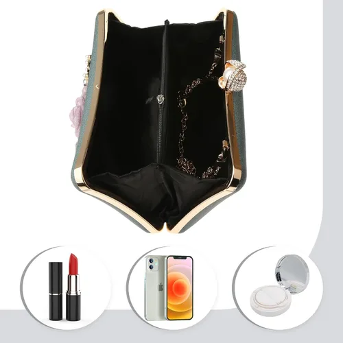 Miniatura 6 de Rkrouco Evening HandBags for Women Flower Wedding Clutch Purse Satin Floral Ladies Party Crossbody Bag