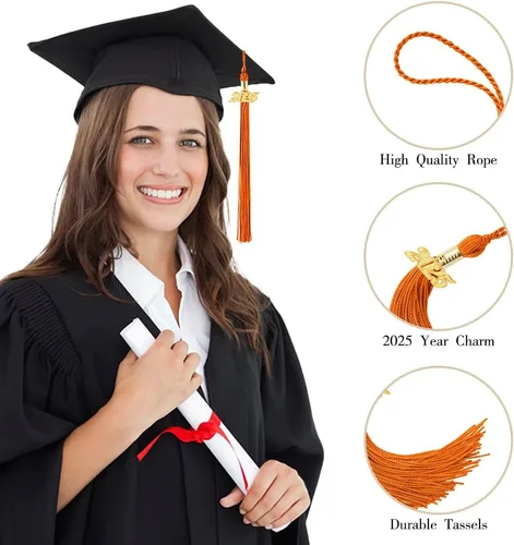 Miniatura 18 de Borla 2025, 1 unidad, borla de graduación para graduados 2025, borla 2025 con dijes de fecha dorada 2025 para fiestas de graduación, ceremonias