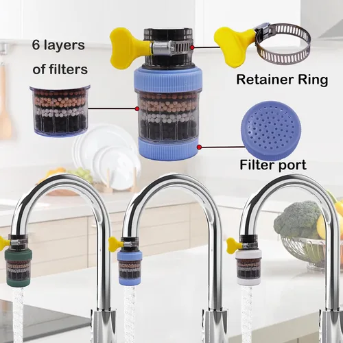 Miniatura 2 de Paquete de 3 filtros de montaje en grifo, purificador de filtración de grifo de cocina con carbón activado, elimina el fluoruro de cloro, metales
