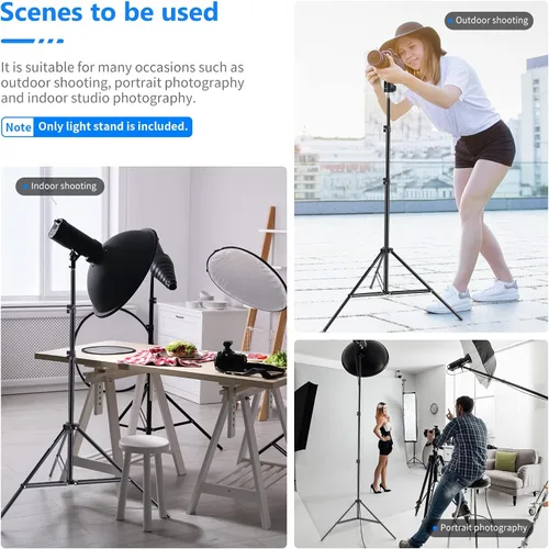 Miniatura 4 de Neewer Soportes de luz de fotografía de 75 "/6 pies/74.8 in para relfectores, softboxes, luces, paraguas, fondos