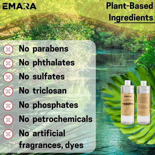 Miniatura 3 de EMARA Jabón líquido para platos totalmente natural, no tóxico, 17 onzas líquidas, hipoalergénico, orgánico, corta la grasa y los residuos