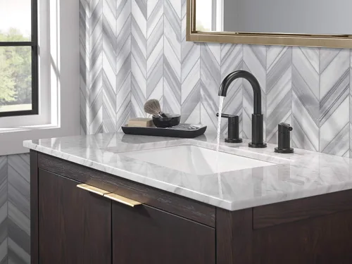 Miniatura 6 de Delta Faucet Nicoli - Grifo de baño de 3 agujeros, negro mate, 35749LF-BL