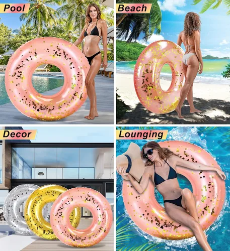 Miniatura 3 de POZA Flotador de Tubo Inflable para Piscina – Anillo de natación de confeti brillante, Tubo Inflable de Servicio Pesado Resistente a los Rayos UV