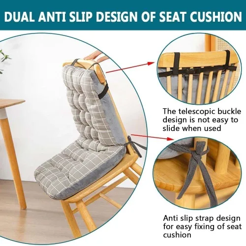 Miniatura 2 de Juego de cojines para sillas de respaldo alto, 1/2/4, cojín para asiento de silla de oficina, para interiores y exteriores, con lazos, cojín grueso
