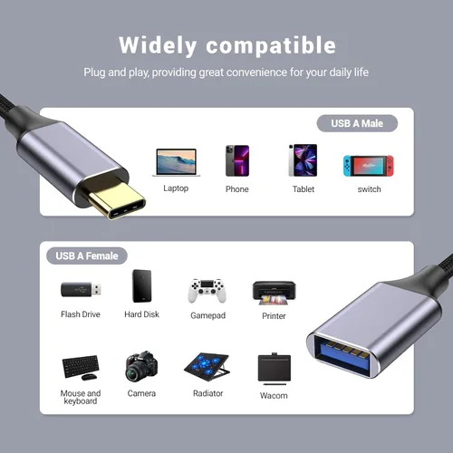 Miniatura 6 de Pastall Cable USB hembra a C macho (3.3 ft/3.3 pies), adaptador tipo C, adaptador USB C a USB 3.0, C hembra a un macho