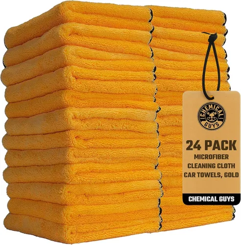 Chemical Guys Toallas de Microfibra Premium de Grado Profesional para Automóviles, Dorado, 16" x 16", Paños de Detallado de Autos Ultra Suaves y Sin