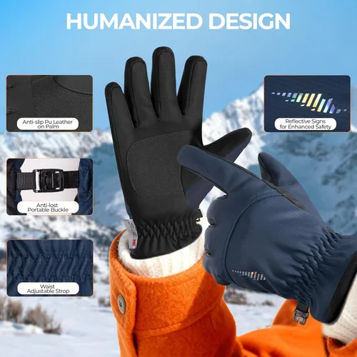 Miniatura 6 de rivmount Guantes de esquí Thinsulate para niños y niñas, impermeables, cálidos, para niños y niñas, jóvenes, esquí al aire libre, ciclismo, nieve
