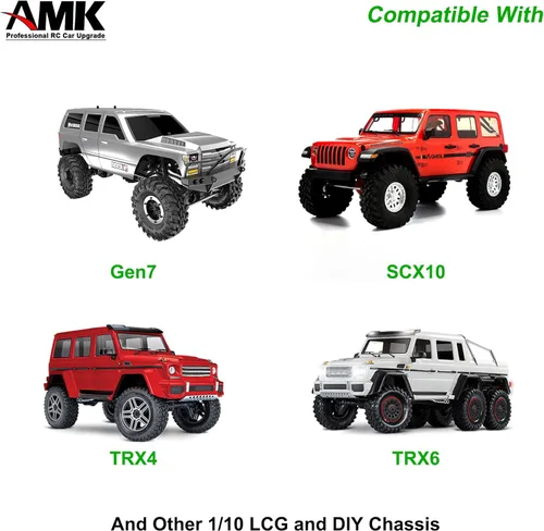 Miniatura 2 de AMK Ajustable Escala 1/10 Montaje de parachoques delantero trasero, juego de parachoques de metal completo para RC Crawler Body LCG Chassis Axial