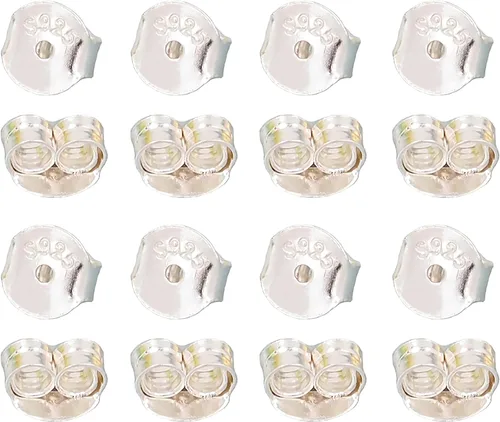 Miniatura 10 de 16 unidades/8 pares de aretes chapados en oro de 18 quilates para tachuelas, de plata de ley 925, no se decolora, seguro, hipoalergénico seguro