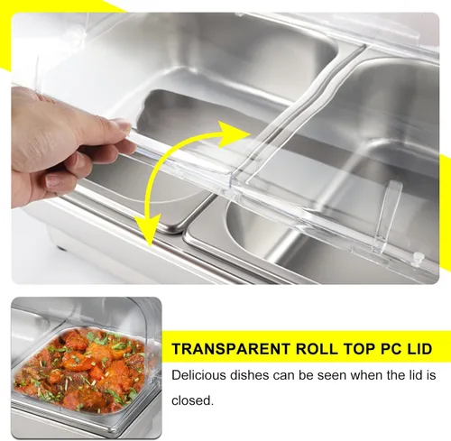 Miniatura 3 de Juego de 2 platos de cocina con tapa enrollable, calentador de alimentos y calentadores, pantalla digital, bandeja de calentamiento de temperatura