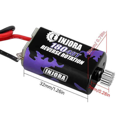 Miniatura 5 de INJORA Motor cepillado 48T 180 con piñón de acero inoxidable para actualización 1/18 1/24 FMS FCX18 FCX24 (INM14)