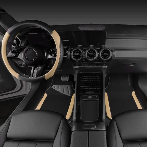 Miniatura 2 de CAR PASS Funda de cuero sintético para volante y tapetes impermeables para automóvil, ajuste universal para el 95% de los sedán, SUV, automóviles