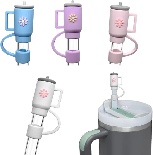 4 tapas de paja de 0.394 in para vasos, puntas de popote de silicona para popotes Stanley Cup – Accesorios para vasos Stanley Cup