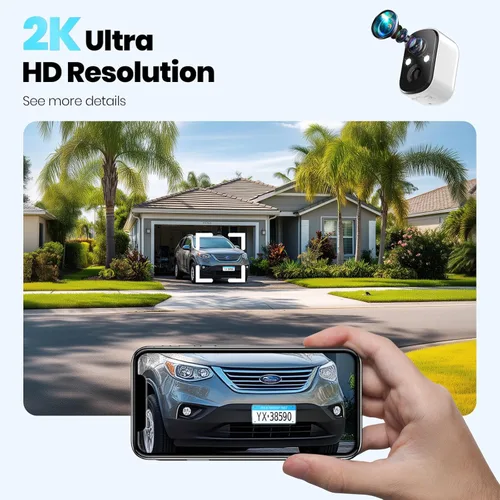Miniatura 2 de Techage Cámaras de seguridad inalámbricas para exteriores, cámaras alimentadas por batería 2K para seguridad en el hogar con detección de movimiento