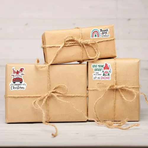 Miniatura 5 de Wailozco 200 calcomanías de gnomo de Feliz Navidad para sobres de pequeñas empresas, paquetes, productos hechos a mano, bolsas, bonitos sellos