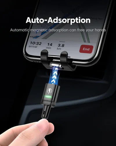 Miniatura 5 de Kuulaa Paquete de 3 cables de carga magnéticos, cable Lightning magnético, cargador de teléfono magnético de 3 A, carga rápida con puntas de carga 3